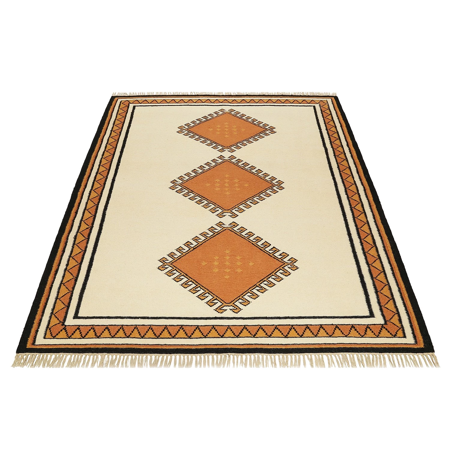 Wecon Home Tapis en laine Afoud - Laine vierge - Blanc / Terre cuite - 80 x 150 cm 6 Wecon Home Tapis en laine Afoud - Laine vierge - Blanc / Terre cuite - 80 x 150 cm – Image 4