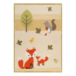 Esprit Home Tapis enfant Renard dans la forêt - Polyester - Beige - 120 x 170 cm