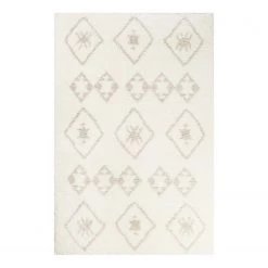 Wecon Home Tapis épais Ayachi - Fibres synthétiques - Blanc - 80 x 150 cm