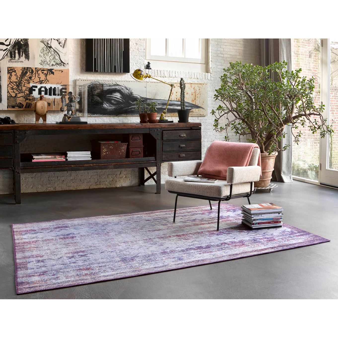 Wecon Home Tapis Embrace - Fibres synthétiques - Violet / Crème - 120 x 170 cm 4 Wecon Home Tapis Embrace - Fibres synthétiques - Violet / Crème - 120 x 170 cm – Image 2
