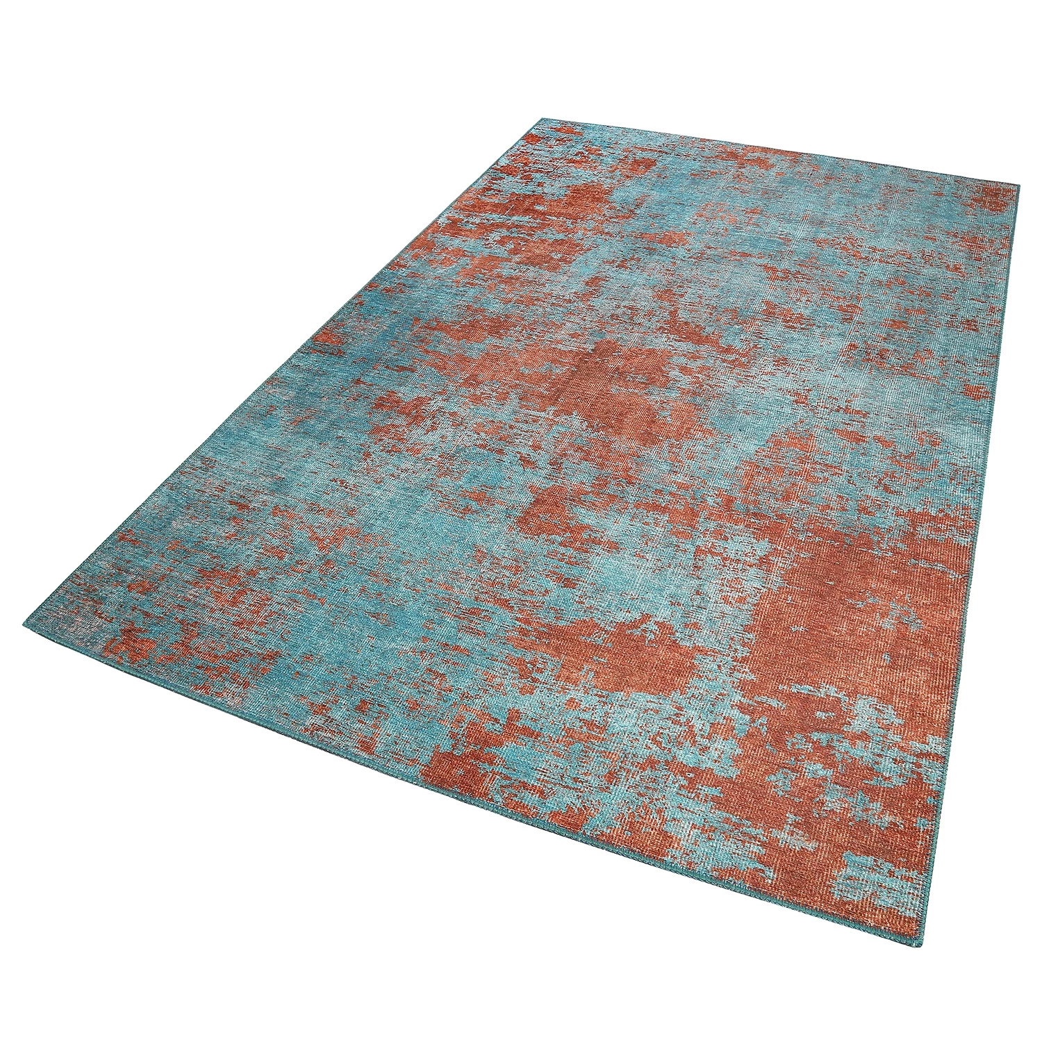 Wecon Home Tapis Hot Spring - Fibres synthétiques - Orange / Bleu-gris - 130 x 190 cm 5 Wecon Home Tapis Hot Spring - Fibres synthétiques - Orange / Bleu-gris - 130 x 190 cm – Image 3