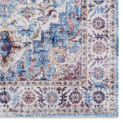 Nouristan Tapis Tabriz Dewana - Coton / Chenille de polyester - Bleu brillant - 160 x 230 cm -Tapis Soldes Boutique 1000243611 210218 09161700143 DETAILS P000000001000243611