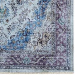 Nouristan Tapis Keshan Sami - Coton / Chenille de polyester - Bleu foncé - 120 x 170 cm -Tapis Soldes Boutique 1000243636 210218 09192500298 DETAILS P000000001000243636