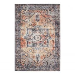 Nouristan Tapis Heriz Janda - Coton / Chenille de polyester - Gris / Orange - 160 x 230 cm