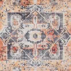 Nouristan Tapis Heriz Janda - Coton / Chenille de polyester - Gris / Orange - 160 x 230 cm -Tapis Soldes Boutique 1000243643 210218 09201500342 DETAILS P000000001000243643