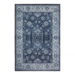 Nouristan Tapis Maschad Chora - Coton / Chenille de polyester - Bleu - 160 x 230 cm