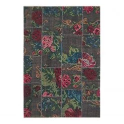 Nouristan Tapis Rose Kelim Patchwork Sofia - Coton / Chenille de polyester - Gris / Multicolore - 160 x 230 cm