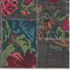 Nouristan Tapis Rose Kelim Patchwork Sofia - Coton / Chenille de polyester - Gris / Multicolore - 160 x 230 cm -Tapis Soldes Boutique 1000243662 210218 09223000454 DETAILS P000000001000243662