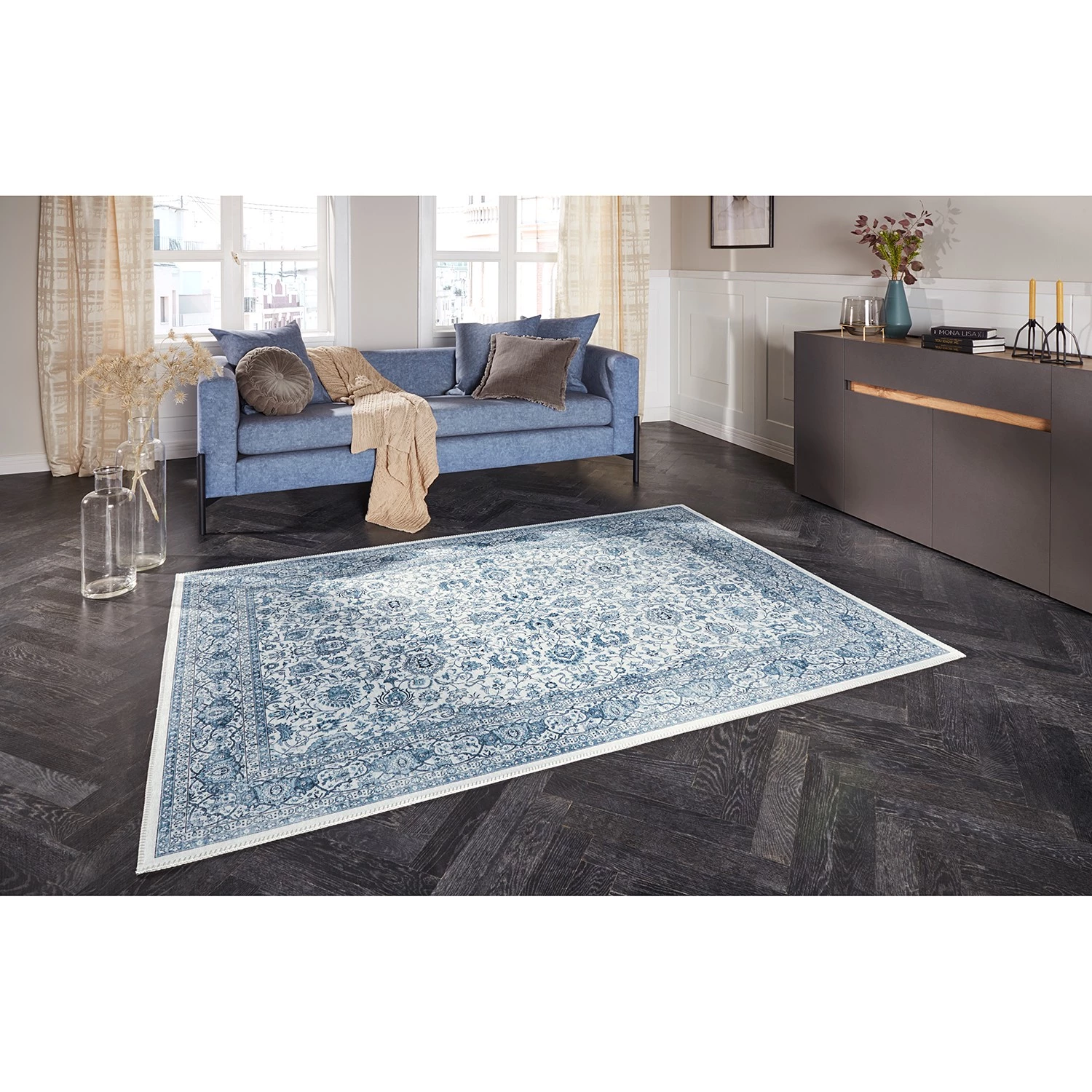 ELLE DECORATION Tapis Keshan Maschad - Tissu - Bleu clair - 200 x 290 cm 4 ELLE DECORATION Tapis Keshan Maschad - Tissu - Bleu clair - 200 x 290 cm – Image 2