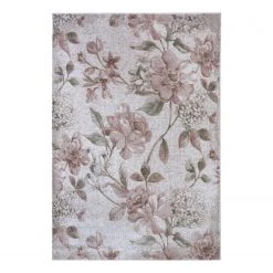 Nouristan Tapis Aubusson Jardin - Polyester, polypropylène - Crème / Rose vieilli - 80 x 150 cm