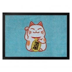 Hanse Home Paillasson Lucky Cat - Polyamide - Bleu pastel