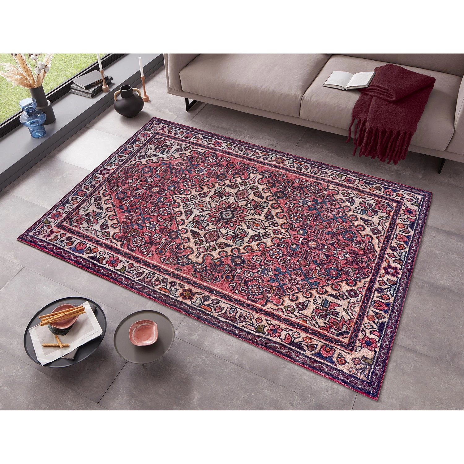 Nouristan Tapis Muran Heriz - Polyester - Crème / Rouge - 80 x 150 cm 4 Nouristan Tapis Muran Heriz - Polyester - Crème / Rouge - 80 x 150 cm – Image 2