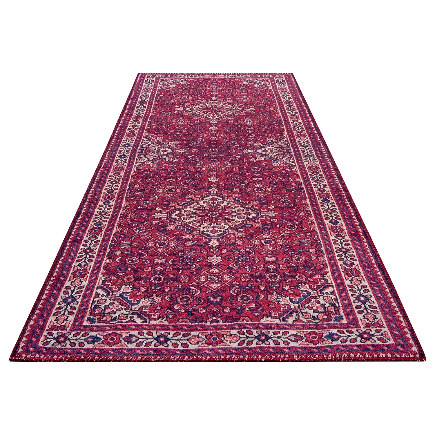 Nouristan Tapis de couloir Azad Täbriz - Polyester - Rouge oriental 4 Nouristan Tapis de couloir Azad Täbriz - Polyester - Rouge oriental – Image 2