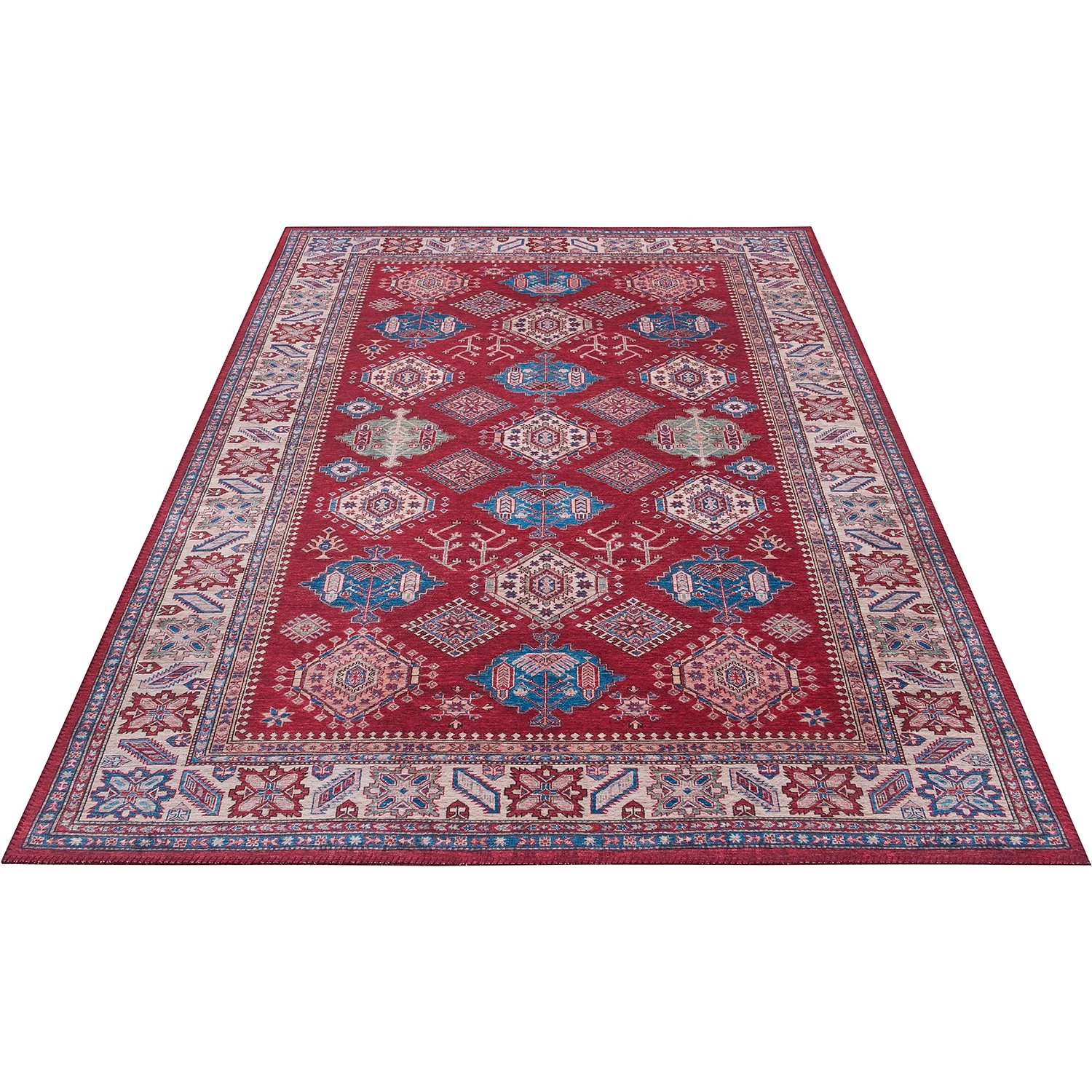 Nouristan Tapis Bedri Kazak - Polyester - Rouge / Multicolore - 120 x 160 cm 5 Nouristan Tapis Bedri Kazak - Polyester - Rouge / Multicolore - 120 x 160 cm – Image 3