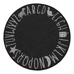 Top Square Tapis enfant Auzay II - Polypropylène - Noir - Diamètre : 160 cm