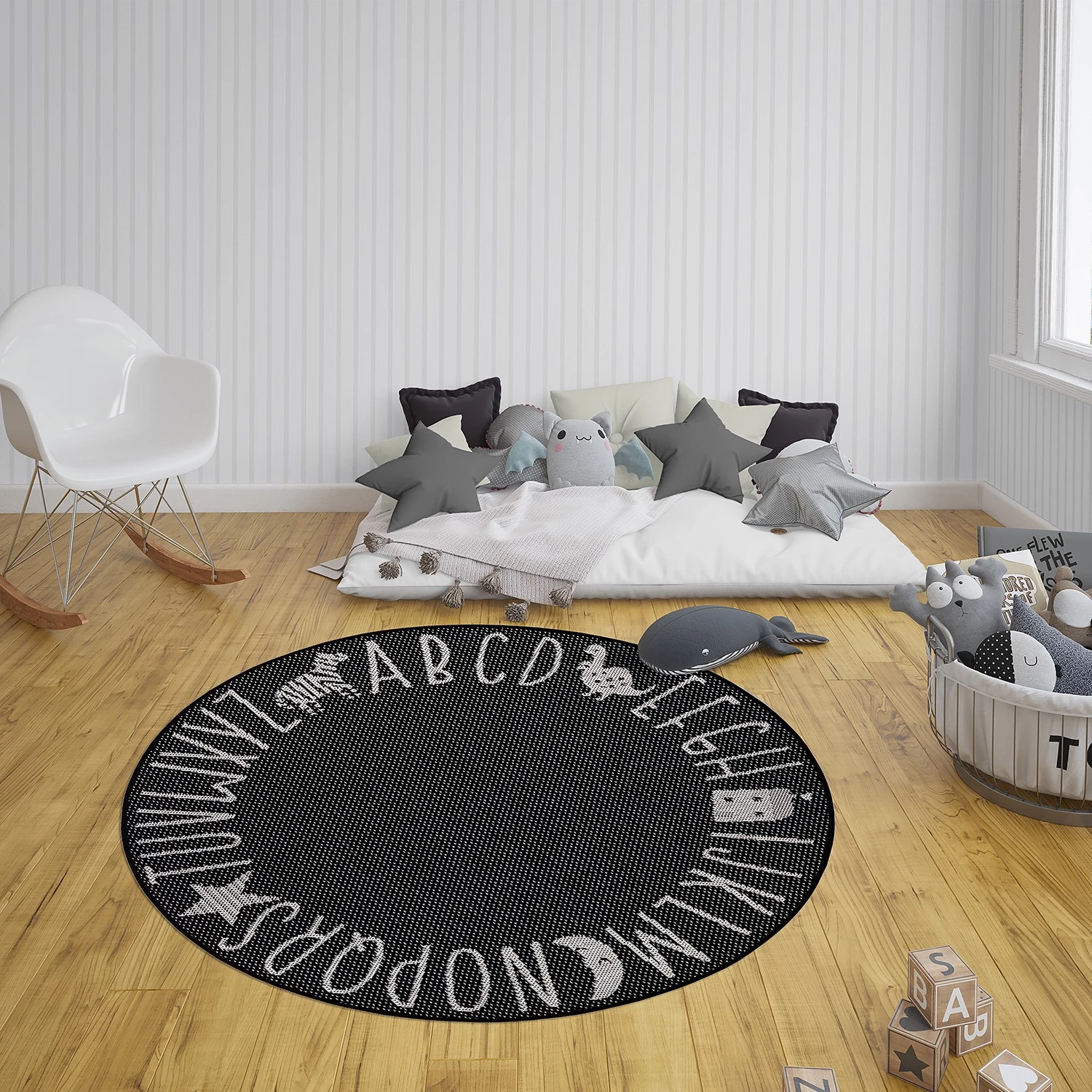 Top Square Tapis enfant Auzay II - Polypropylène - Noir - Diamètre : 160 cm 4 Top Square Tapis enfant Auzay II - Polypropylène - Noir - Diamètre : 160 cm – Image 2