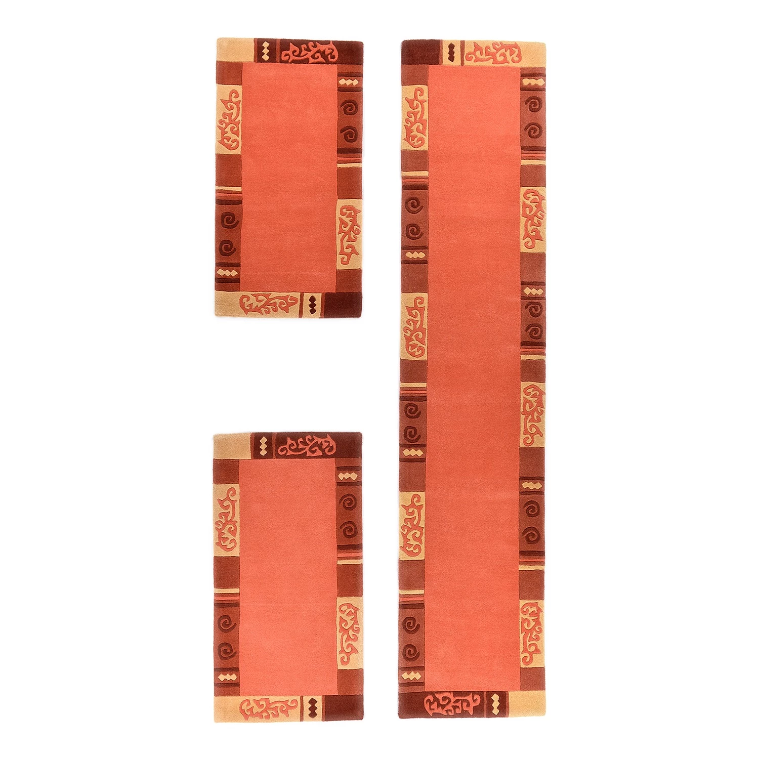 THEKO die markenteppiche Descente de lit Ambadi (3 éléments) - Laine vierge - Terre cuite 3 THEKO die markenteppiche Descente de lit Ambadi (3 éléments) - Laine vierge - Terre cuite