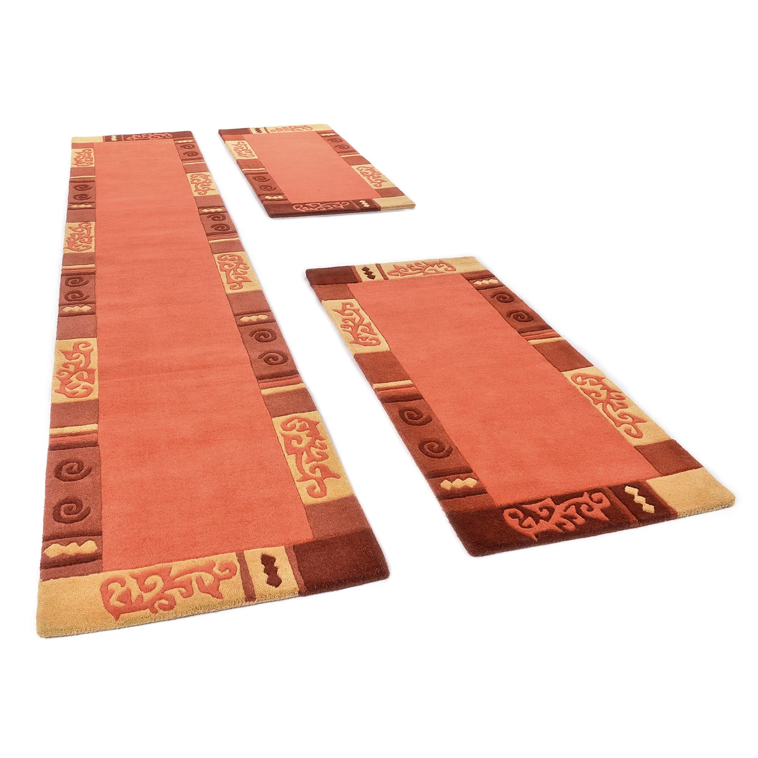 THEKO die markenteppiche Descente de lit Ambadi (3 éléments) - Laine vierge - Terre cuite 4 THEKO die markenteppiche Descente de lit Ambadi (3 éléments) - Laine vierge - Terre cuite – Image 2