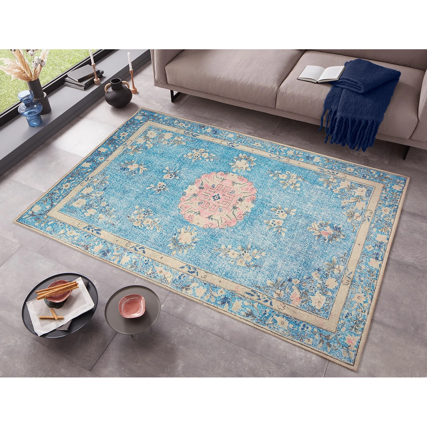 Top Square Tapis Boussan - Polyester - Bleu clair - 160 x 230 cm 4 Top Square Tapis Boussan - Polyester - Bleu clair - 160 x 230 cm – Image 2