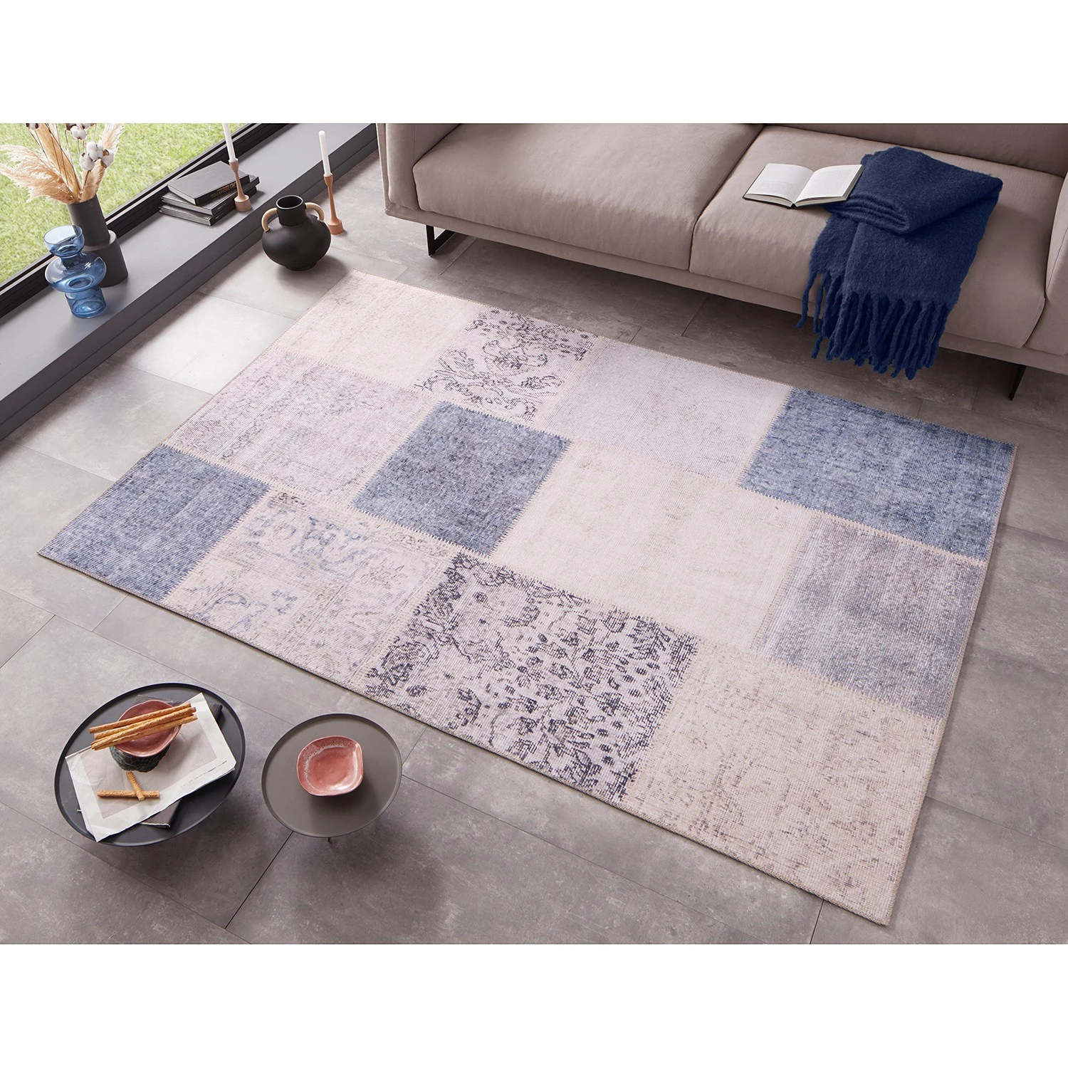 Top Square Tapis Lillemer - Polyester - Bleu - 160 x 230 cm 4 Top Square Tapis Lillemer - Polyester - Bleu - 160 x 230 cm – Image 2