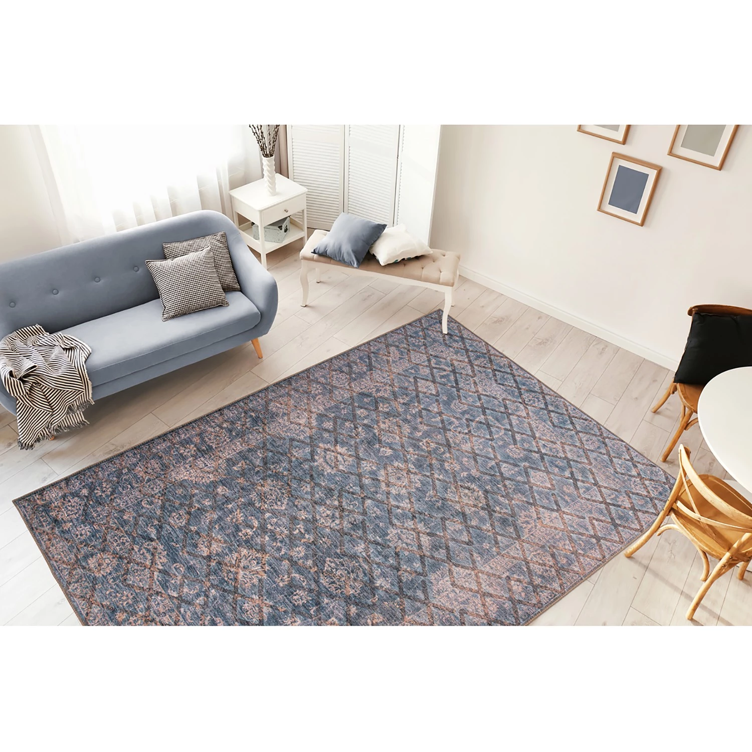 Kayoom Tapis Antique 225 - Fibres synthétiques - Bleu / Doré - 80 x 150 cm 4 Kayoom Tapis Antique 225 - Fibres synthétiques - Bleu / Doré - 80 x 150 cm – Image 2