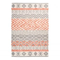 Arte Espina Tapis Ethnie 100 - Tissu mélangé - Gris / Abricot - 80 x 150 cm