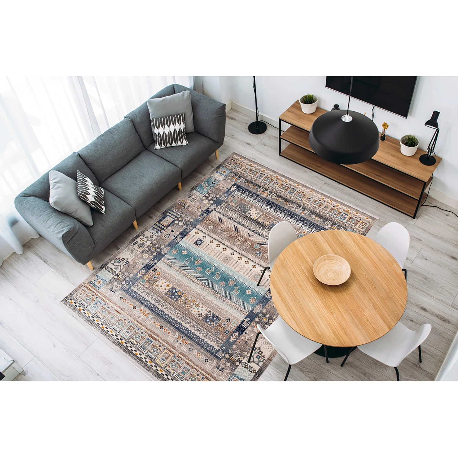 Kayoom Tapis Anouk 525 - Fibres synthétiques - Marron / Bleu - 200 x 290 cm 4 Kayoom Tapis Anouk 525 - Fibres synthétiques - Marron / Bleu - 200 x 290 cm – Image 2