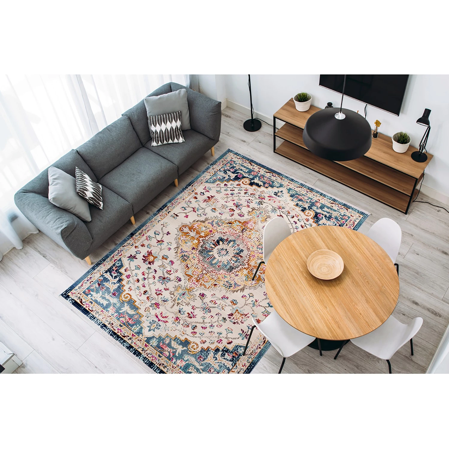 Kayoom Tapis Anouk 1025 - Fibres synthétiques - Blanc / Bleu - 80 x 150 cm 4 Kayoom Tapis Anouk 1025 - Fibres synthétiques - Blanc / Bleu - 80 x 150 cm – Image 2