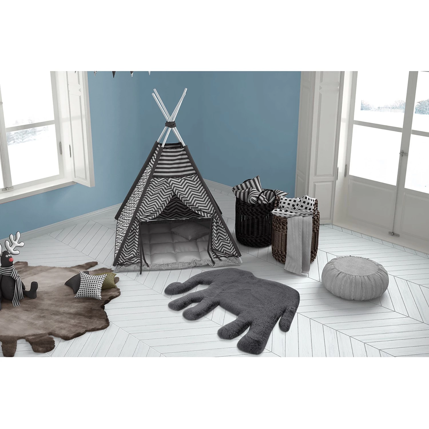 Kayoom Tapis enfant Lovely Kids 125 Elephant - Fibres synthétiques - Anthracite 4 Kayoom Tapis enfant Lovely Kids 125 Elephant - Fibres synthétiques - Anthracite – Image 2