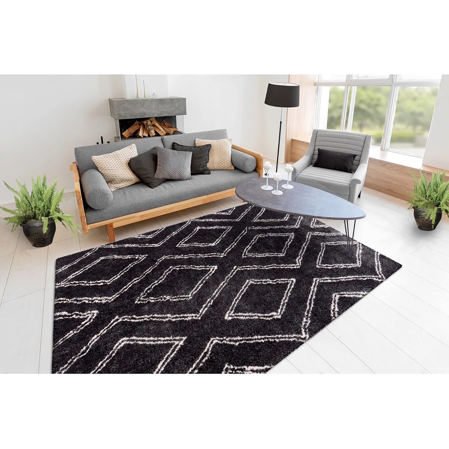 Kayoom Tapis Orlando 225 - Anthracite - 200 x 290 cm 4 Kayoom Tapis Orlando 225 - Anthracite - 200 x 290 cm – Image 2