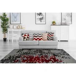Kayoom Tapis Broadway VII - Fibres synthétiques - Gris / Rouge - 120 x 170 cm -Tapis Soldes Boutique 1000253594 210323 15351700770 MOOD DETAILS P000000001000253594 mood