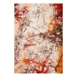 Top Square Tapis Autumn - Coton / Polyester - Beige / Rouge - 160 x 230 cm