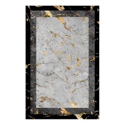 Top Square Tapis Bordo - Coton / Polyester - Noir / Doré - 200 x 300 cm