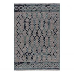 Sehrazat Tapis intérieur / extérieur Road 3490 - Fibres synthétiques - Bleu - 80 x 150 cm