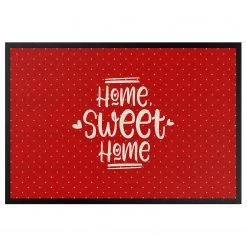 Bilderwelten Paillasson Home Sweet Home Polkadots - Tissu mélangé - Rouge - 60 x 40 cm