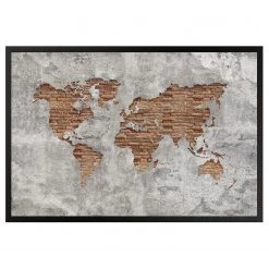 Bilderwelten Paillasson Shabby Briques et béton - Tissu mélangé - Multicolore - 70 x 50 cm