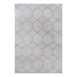 Top Square Tapis épais Rold - Fibres synthétiques - Crème / Gris - 140 x 200 cm