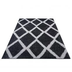 Top Square Tapis épais Vonge - Fibres synthétiques - Noir / Gris clair - 120 x 160 cm -Tapis Soldes Boutique 1000264340 210505 11183800265 DETAILS P000000001000264340