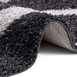 Top Square Tapis épais Vonge - Fibres synthétiques - Noir / Gris clair - 120 x 160 cm -Tapis Soldes Boutique 1000264340 210505 11183800266 DETAILS P000000001000264340