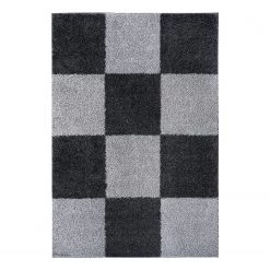 Top Square Tapis épais Askov - Fibres synthétiques - Noir / Gris foncé - 160 x 220 cm