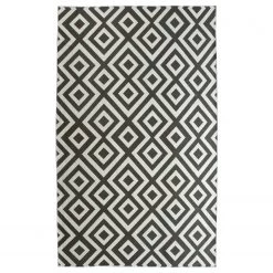 Top Square Tapis intérieur / extérieur Saal - Fibres synthétiques - Ivoire / Gris - 80 x 150 cm