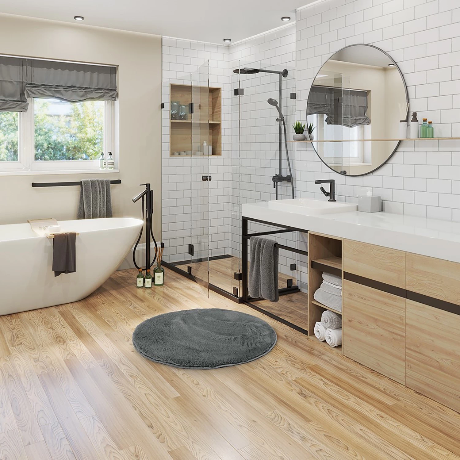 FLHF Tapis Lovika II - Polyester - Graphite - Diamètre : 120 cm 4 FLHF Tapis Lovika II - Polyester - Graphite - Diamètre : 120 cm – Image 2