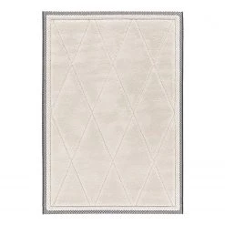 Top Square Tapis Jolie - Fibres synthétiques - Blanc / Noir