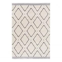 Top Square Tapis La Bocca - Fibres synthétiques - Blanc / Noir