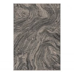 Top Square Tapis intérieur / extérieur Strauss - Fibres synthétiques - Noir / Gris - 120 x 170 cm