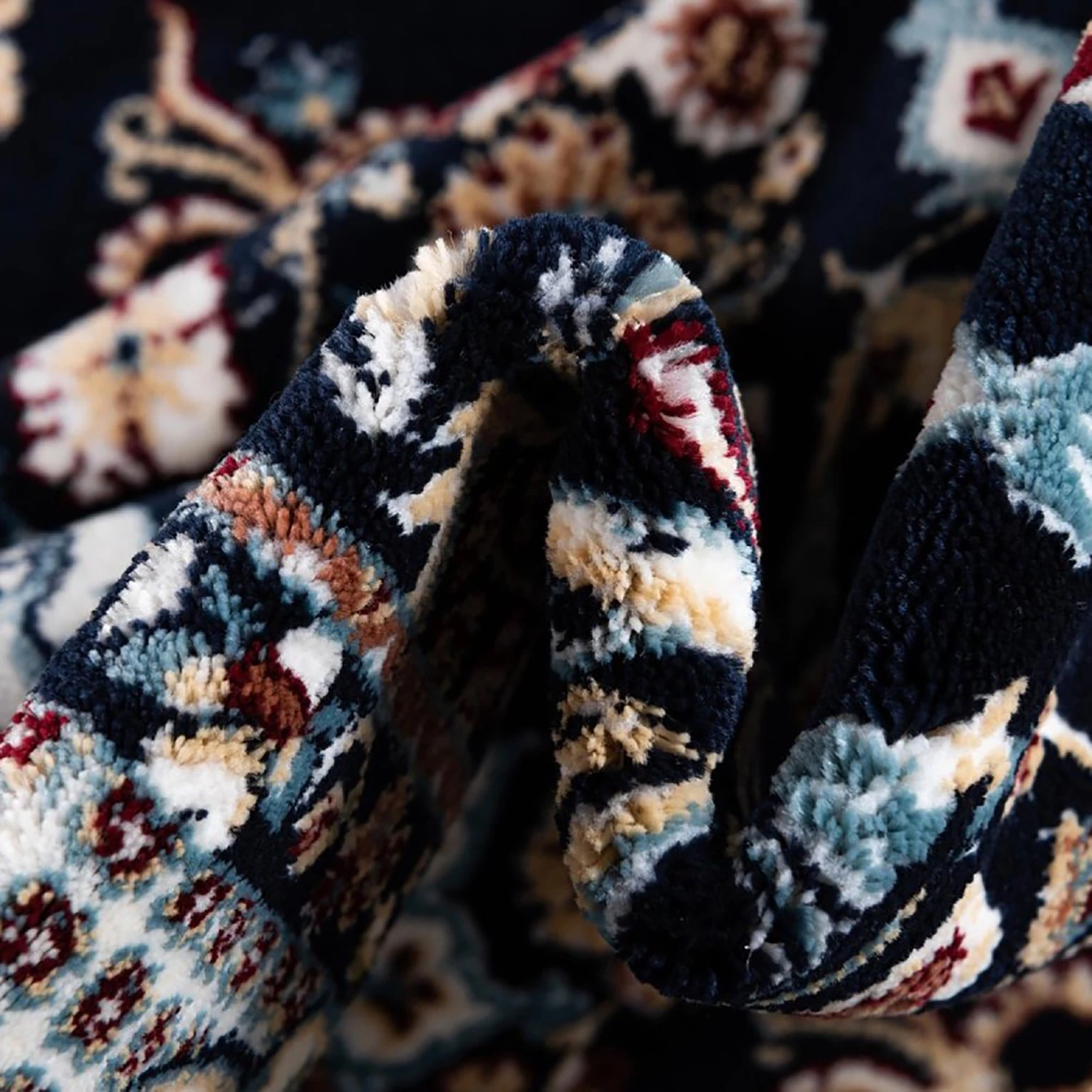 Top Square Tapis Almas Rond IV - Polypropylène / Coton - Bleu marine 4 Top Square Tapis Almas Rond IV - Polypropylène / Coton - Bleu marine – Image 2