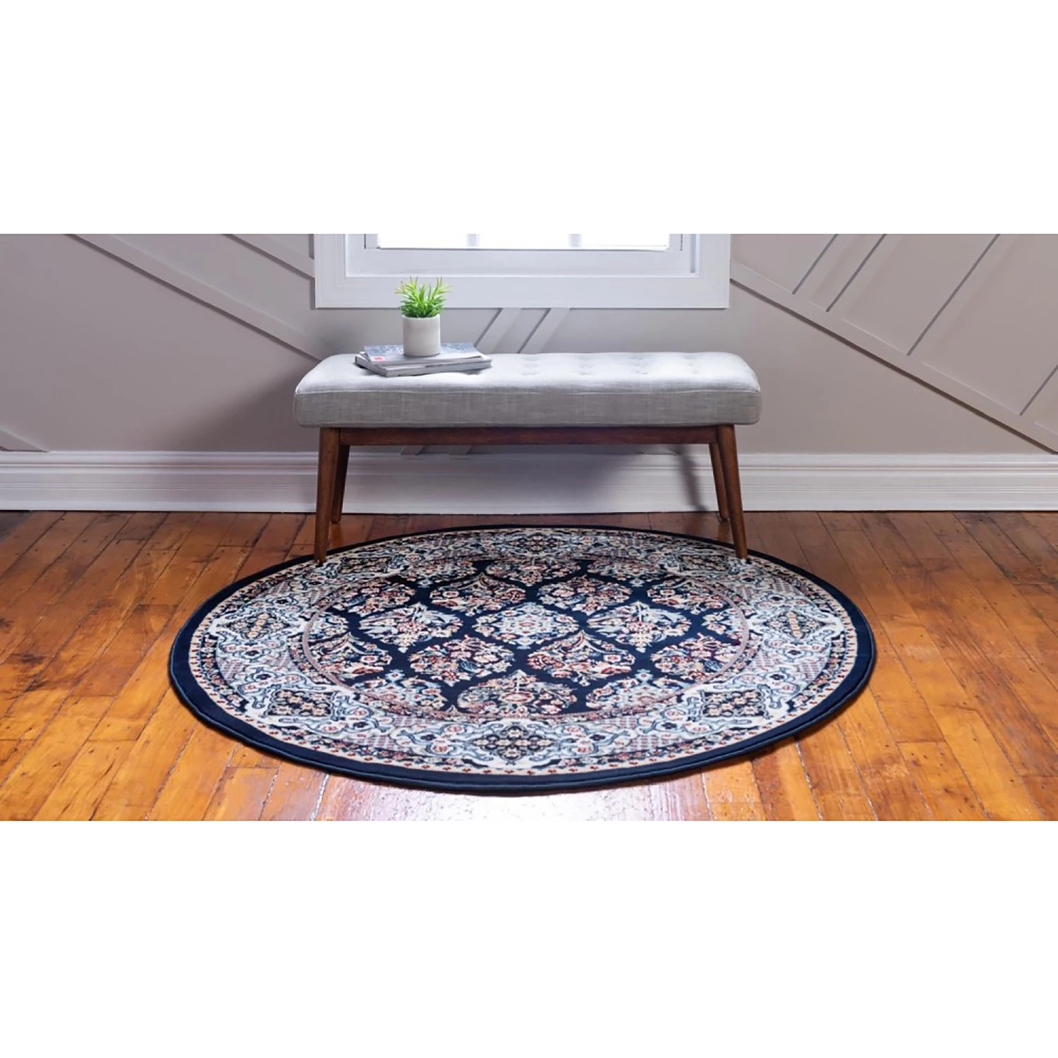 Top Square Tapis Almas Rond IV - Polypropylène / Coton - Bleu marine 9 Top Square Tapis Almas Rond IV - Polypropylène / Coton - Bleu marine – Image 7