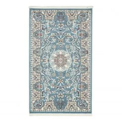 Top Square Tapis Almas I - Polypropylène / Coton - Bleu - 90 x 150 cm