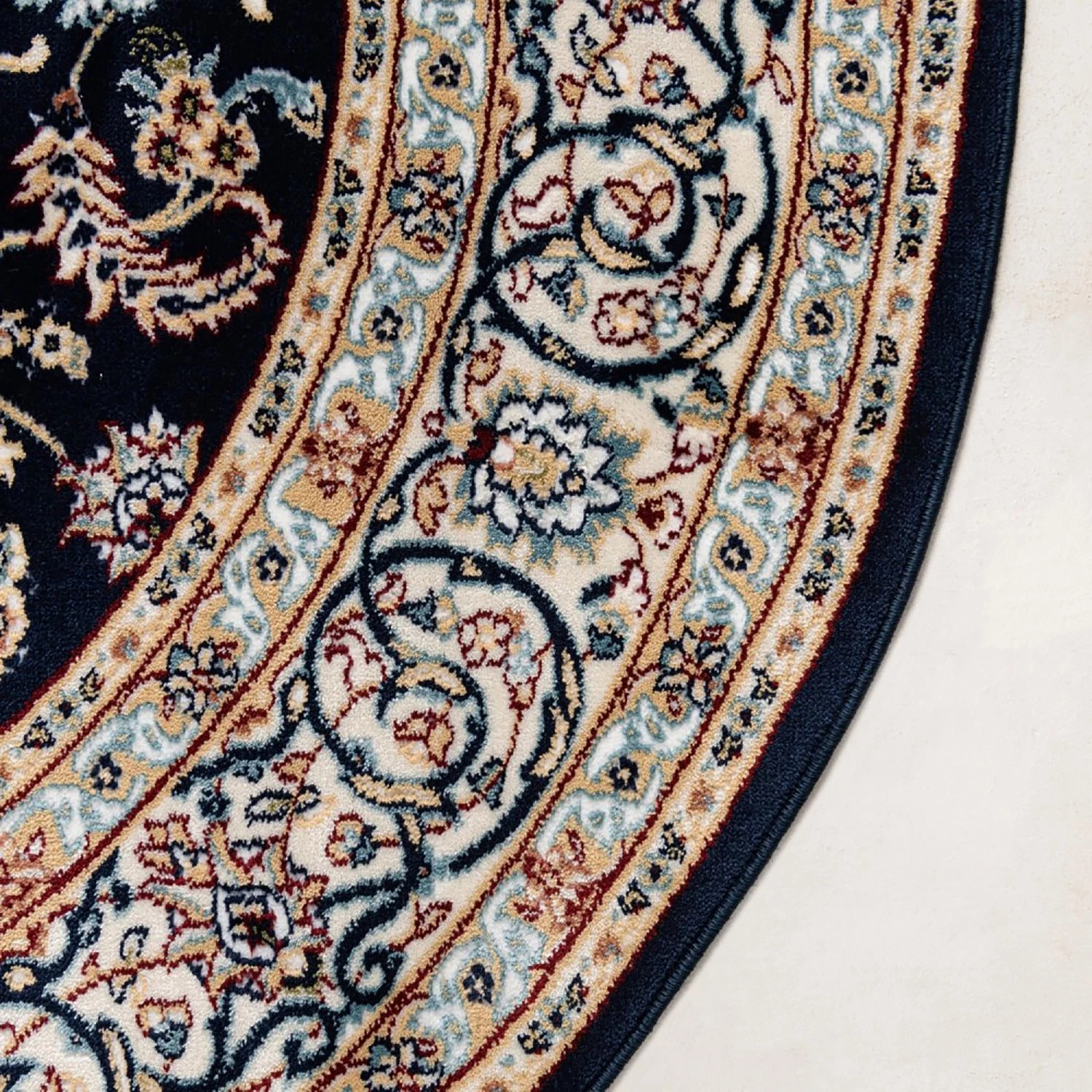 Top Square Tapis Almas Rond I - Polypropylène / Coton - Bleu marine 4 Top Square Tapis Almas Rond I - Polypropylène / Coton - Bleu marine – Image 2