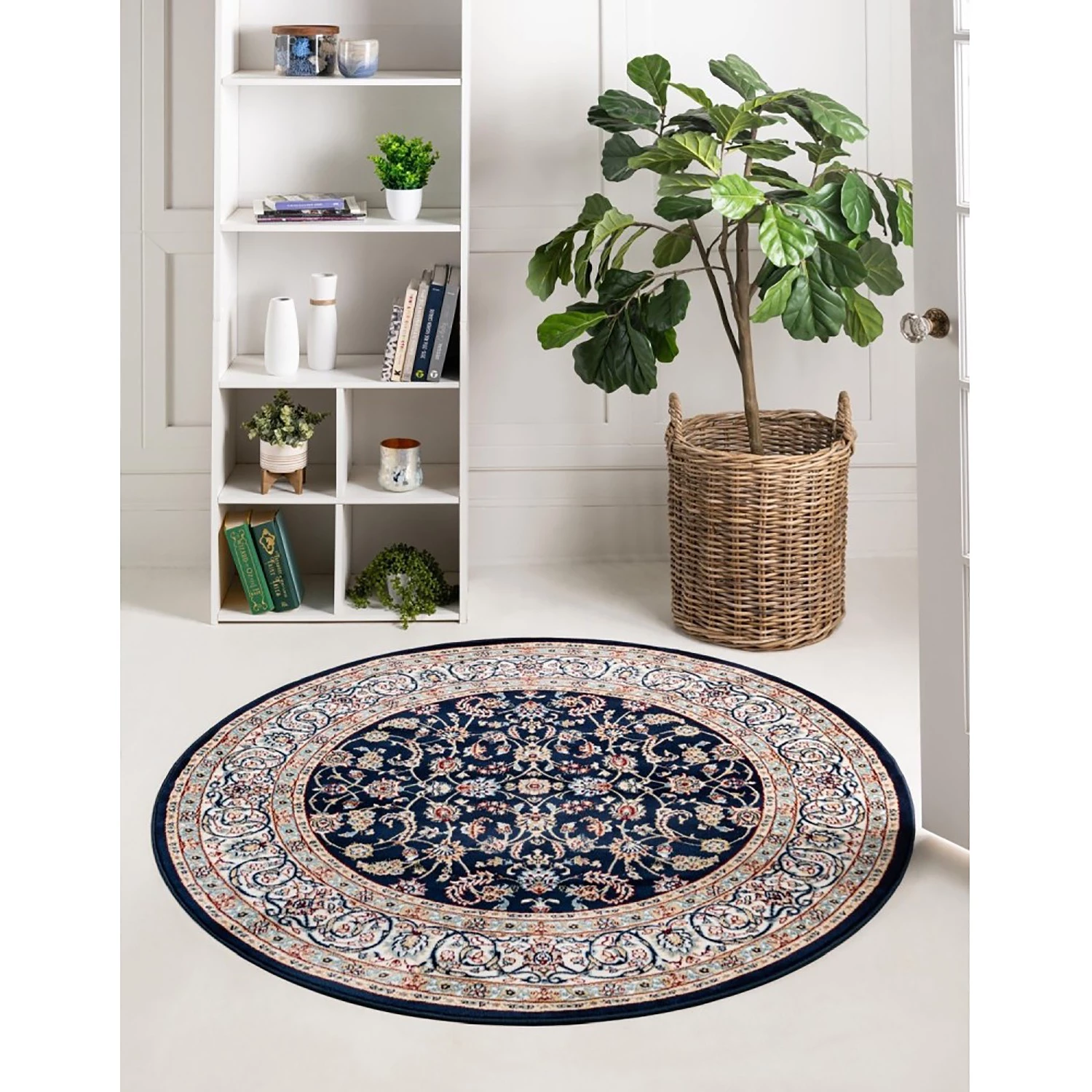 Top Square Tapis Almas Rond I - Polypropylène / Coton - Bleu marine 7 Top Square Tapis Almas Rond I - Polypropylène / Coton - Bleu marine – Image 5